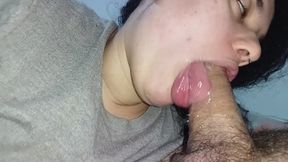 Bubbly blowjob, full of horniness and saliva, slut loves to fuck a hard cock