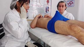 Two nurses stunned by the patient's sudden arousal