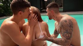 Spanish babe with big dicks invites Colombian neighbor over to enjoy her massive tits