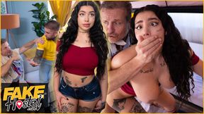 Fake Hostel - Dirty Yoga Teacher creampies his girlfriend in the other room