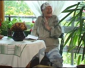 Horny German Granny gangbang outdoors