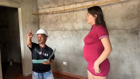 Little engineer fucks a pregnant girl in exchange for giving an inspection of her house and ends up putting his huge big cock in her.
