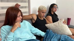Plump Latina Cutie & Her Curvy Phat-assed Stepmom Secretly Enjoy the Guy's Huge Cock In Turns