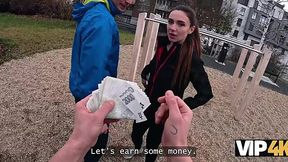 Sex for money in car with hot Sakura Hell and her cuckold bf watching