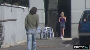 Stranger man fucks teen girl in elevator