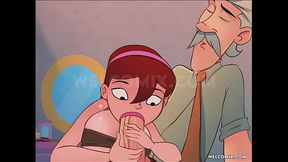 Chubby teen serves the old man with passion and pleasure