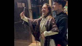 I met a hot guy at the pagode &mdash;  took him away &mdash;  sucked him in the car while the cuckold was driving and gave him a good one in the bedroom - COMPLETE ON RED