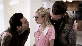 Innocent Nerd's Gangbang Surprise: Blowjobs, Legs Spread, and Bukkake Blast