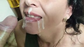 Cumshot in the Mouth  Oral Creampie  Facial  Mature MILF  Amateur Homemade Compilation