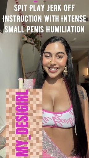 Spitplay Jerk Off Instruction with Intense Small Penis Humiliation in a Pink Barbie Saree💕