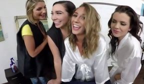 four very hot and horny vixens fuck a guy