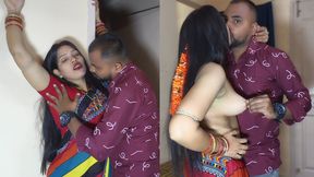 Desi Tamil Mallu Aunty Hot Romance with Kissing and Saree Blouse Bra Remove by Rahul